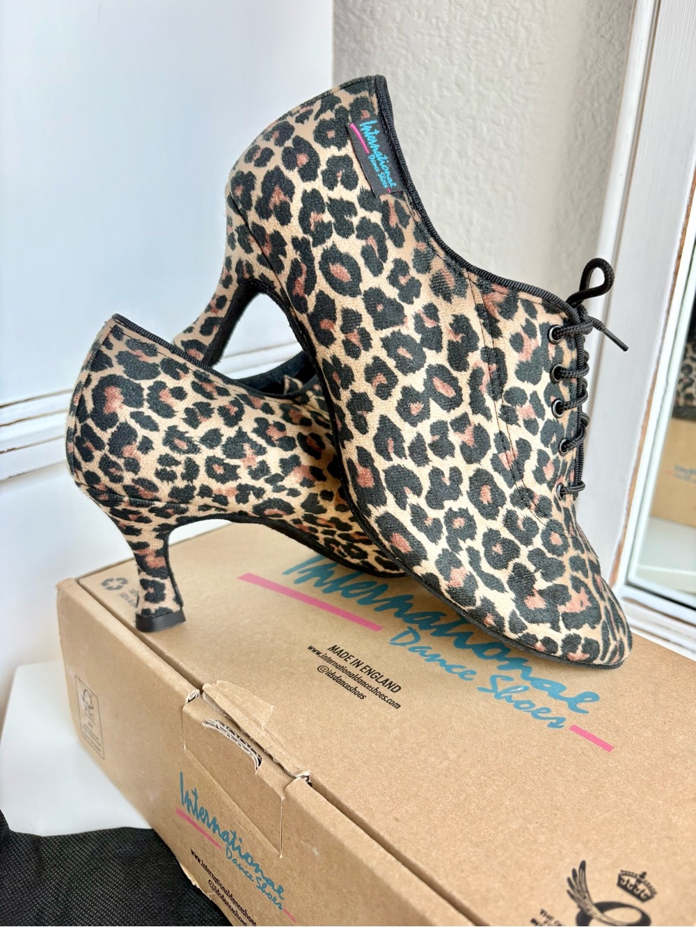 2.5” Roxy Leopard Print Lace-Up Ballroom Dance Practice Heel